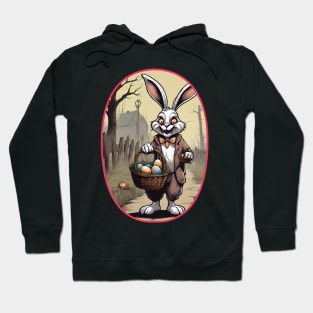 Dark Easter: Creepy Bunny with Chocolate Eggs (Concept Art Illustration) Hoodie